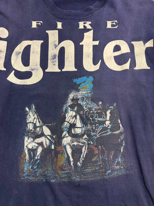 Vintage Cross Print Fire Fighter Tee Navy | Vitnage Clothing Store Canada