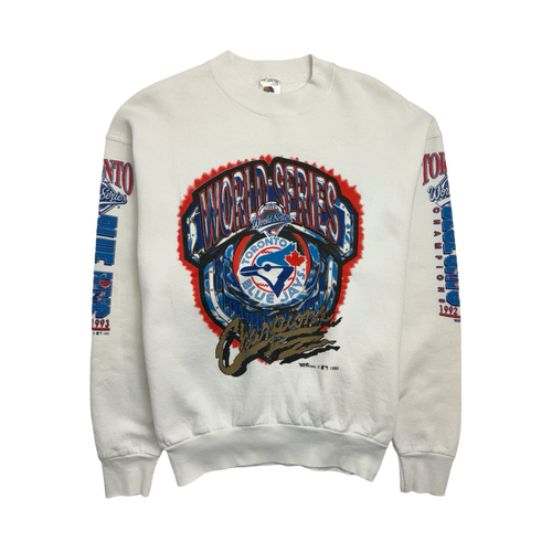 (L) Vintage '92 Toronto Blue Jays Championship Sweatshirt White | Vintage Clothing Store Canada