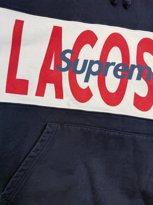 Supreme LACOSTE Logo Panel Hoodie Navy (USED) | Vitnage Clothing Store Canada