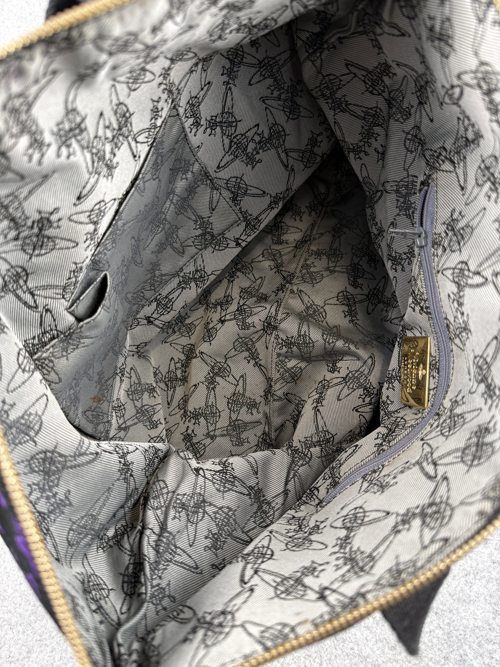 Vivienne Westwood Jacquard Multi Star Orb Large Handbag Purple/Black