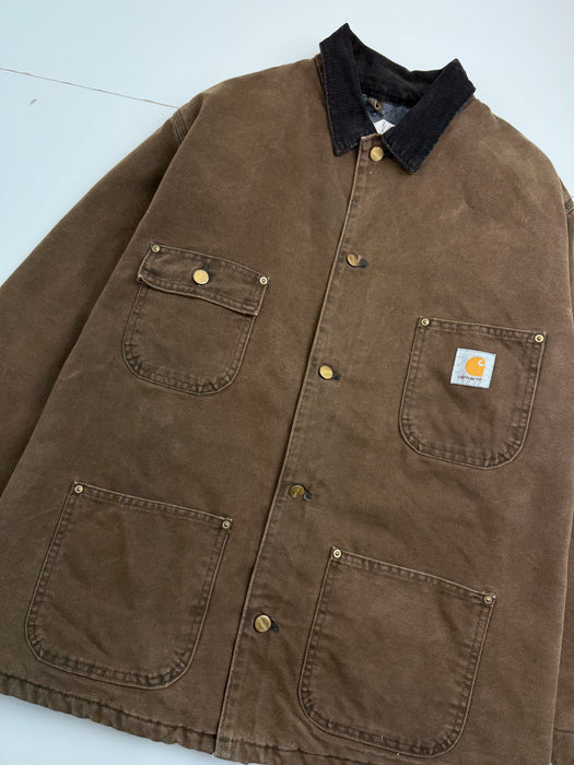 Vintage 90s Carhartt Chore Work Jacket Brown | Vitnage Clothing Store Canada