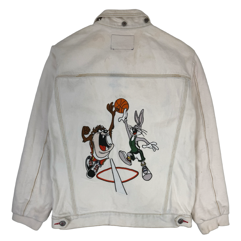 Vintage Looney Tunes Basketball Denim Jacket White