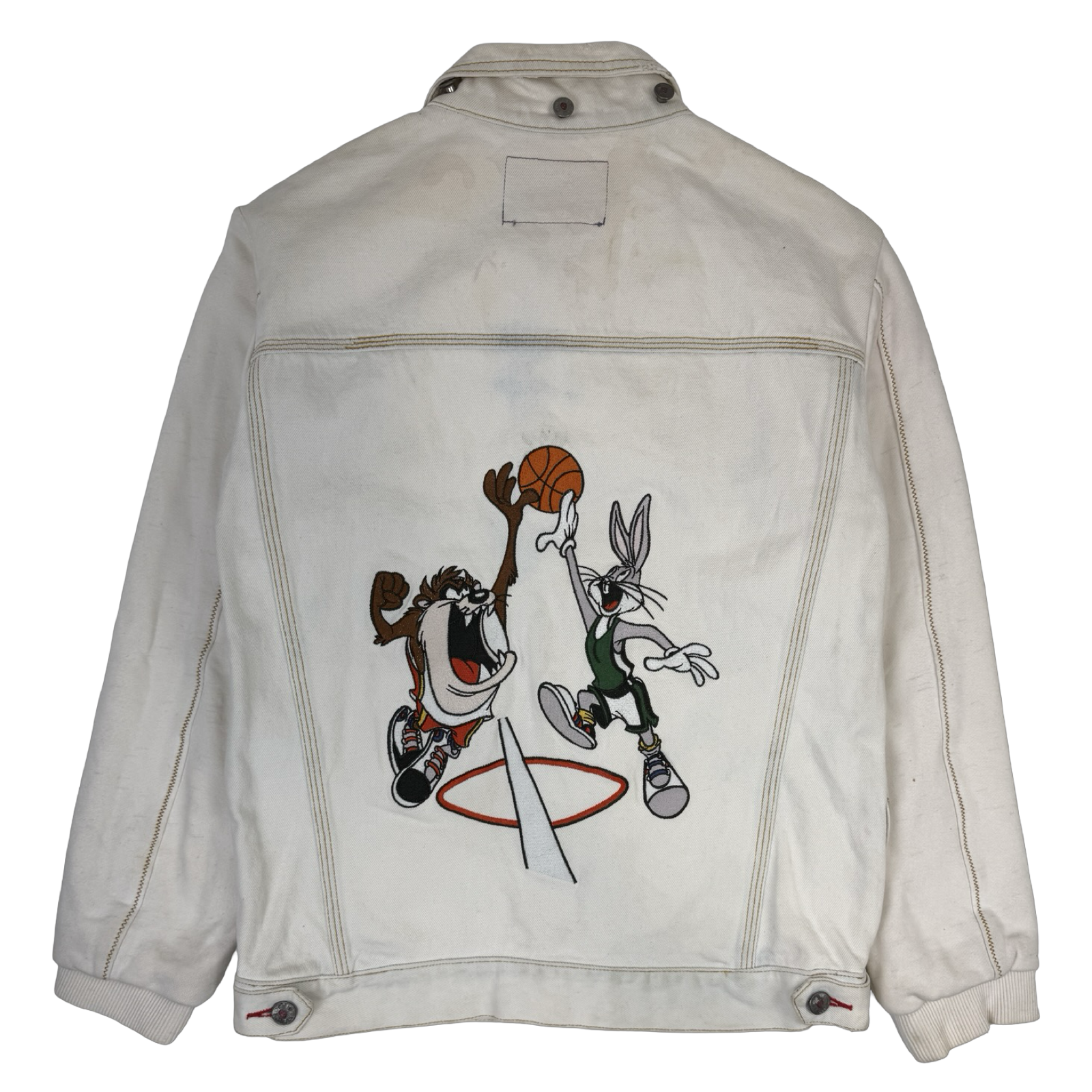 Vintage Looney Tunes Basketball Denim Jacket White