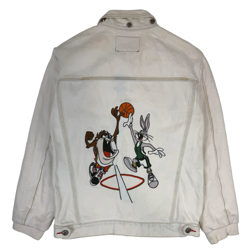 Vintage Looney Tunes Basketball Denim Jacket White | Vintage Clothing Store Canada