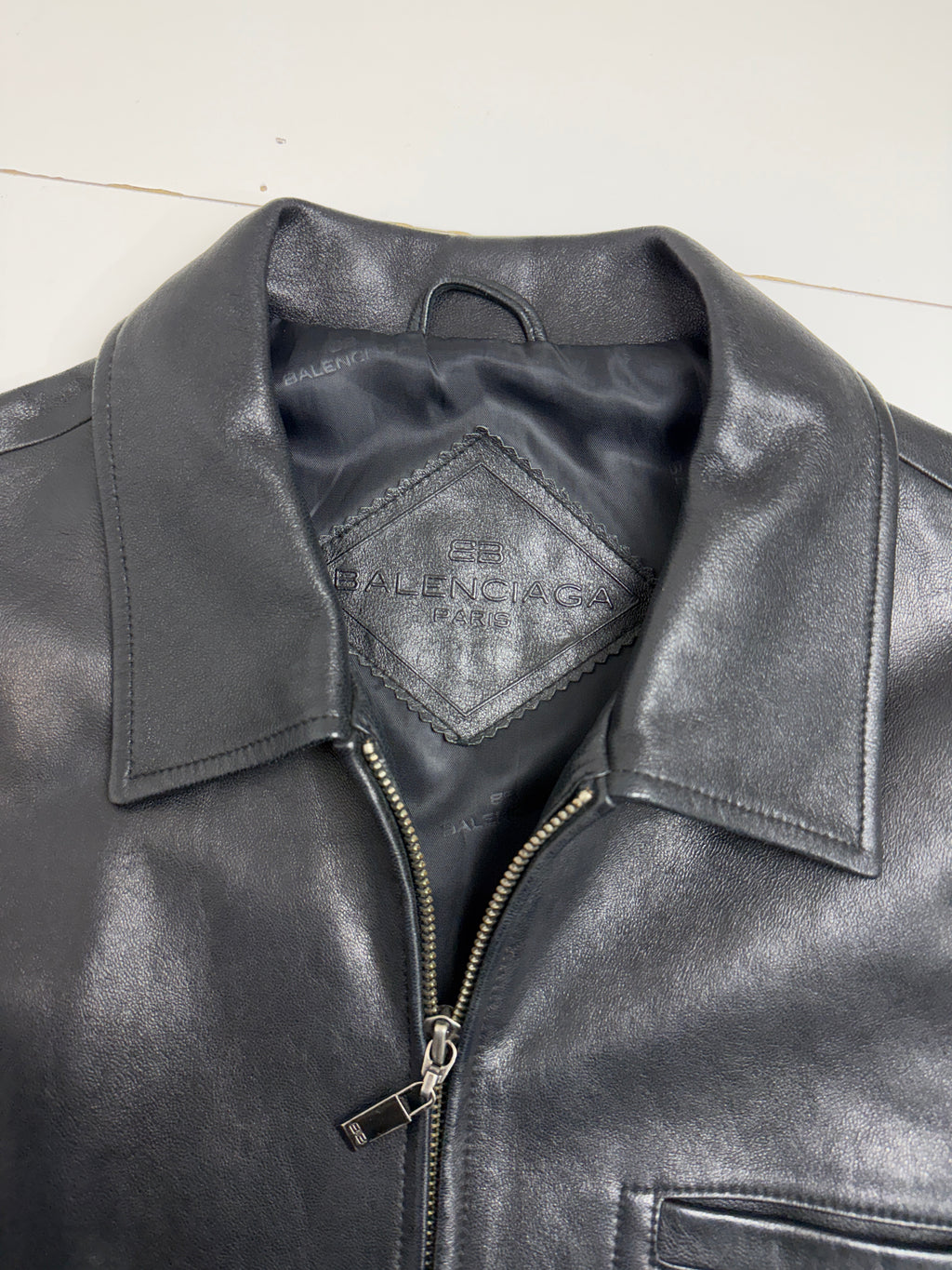 Vintage Balenciaga Paris BB Leather Jacket Black