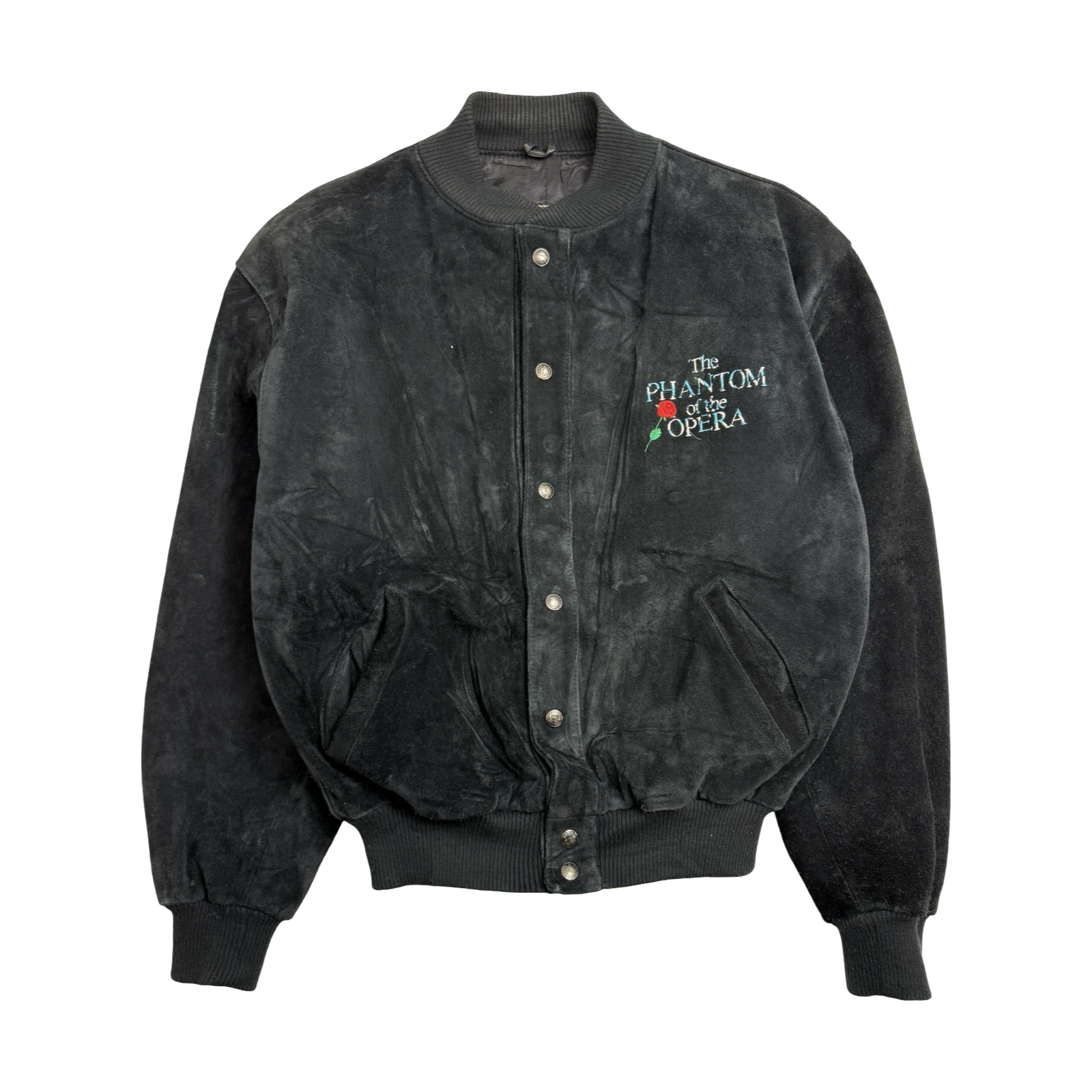 Vintage Phantom of the Opera Suede Leather Jacket Black