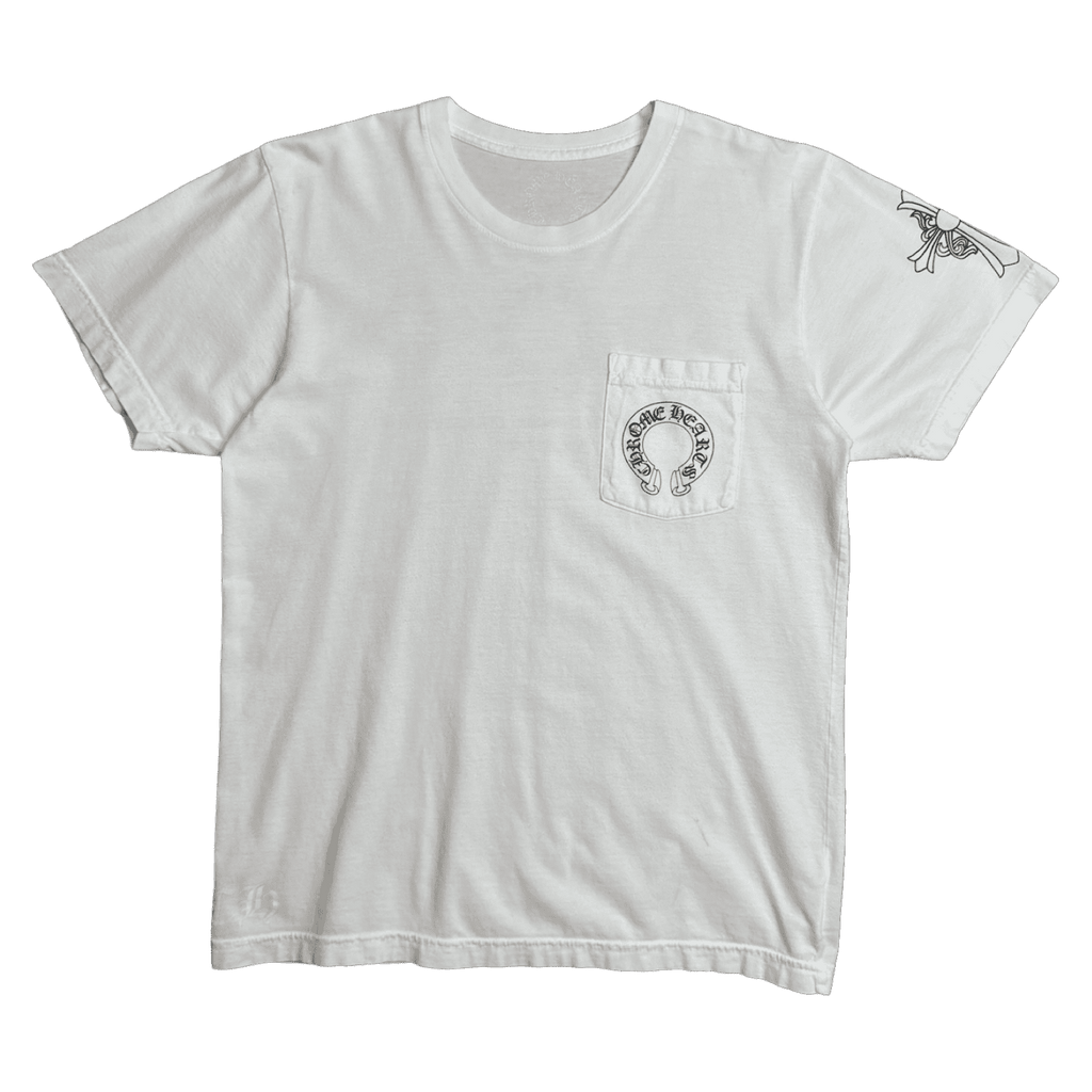 Chrome Hearts Hollywood Horseshoe Cross Pocket Tee White