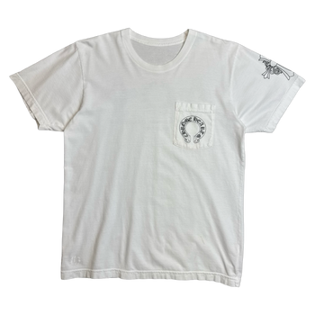 Chrome Hearts Hollywood Horseshoe Cross Pocket Tee White