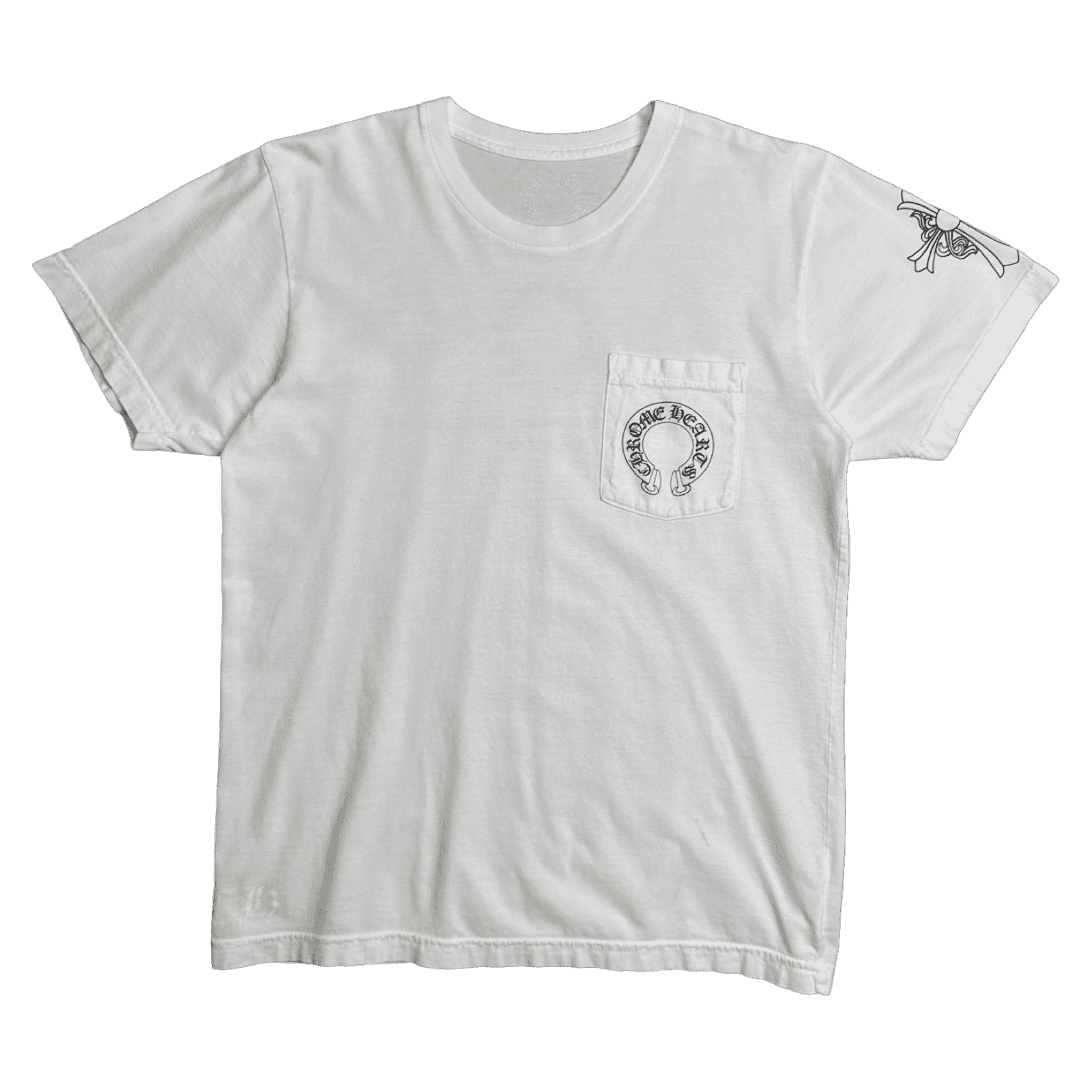 Chrome Hearts Hollywood Horseshoe Cross Pocket Tee White