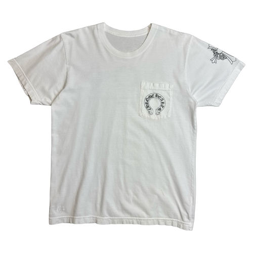 Chrome Hearts Hollywood Horseshoe Cross Pocket Tee White | Vintage Clothing Store Canada