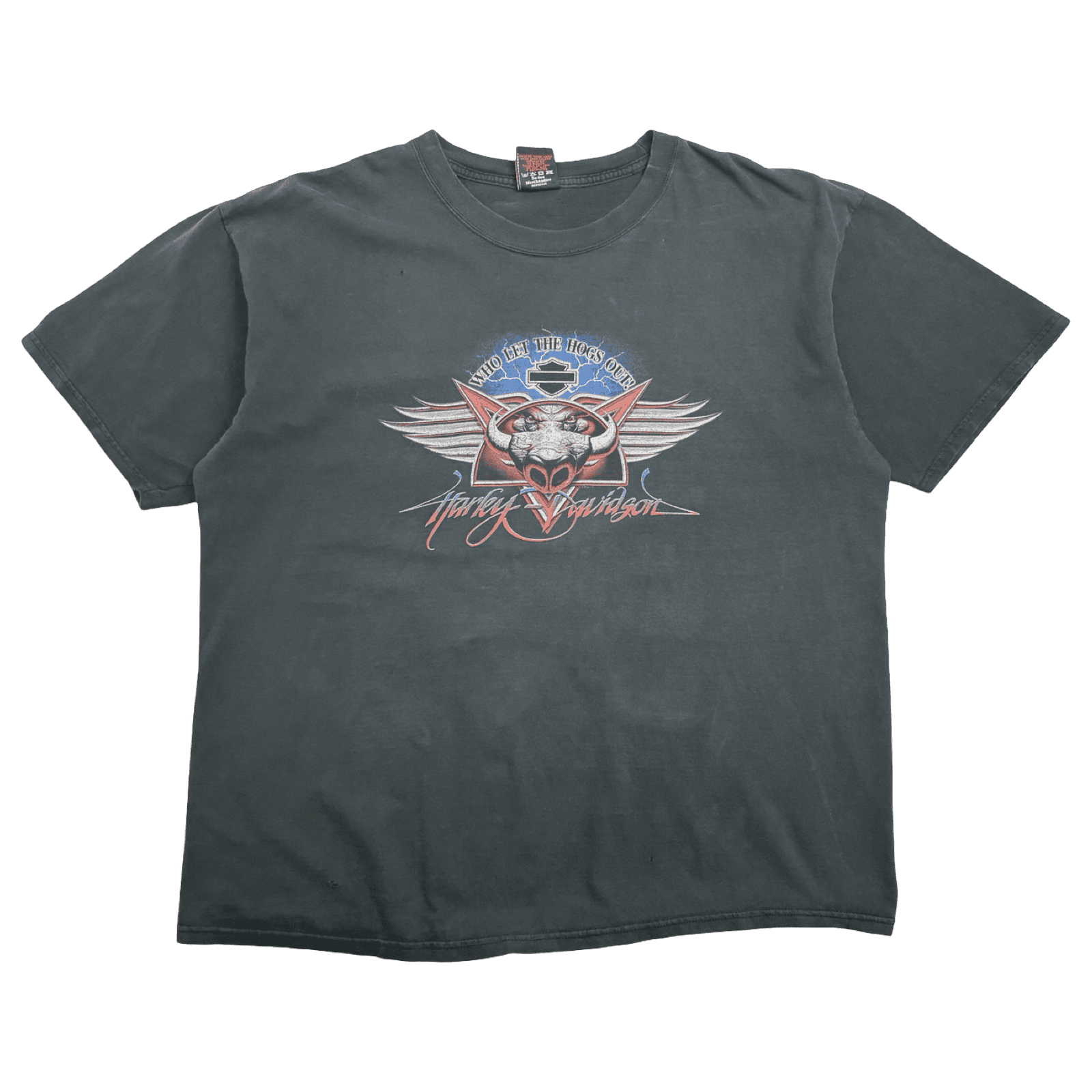 Vintage 2000s Harley Davidson Who Let The Hogs Out Tee Black
