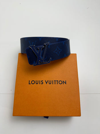 Louis Vuitton LV Initials Leather Monogram Belt Blue