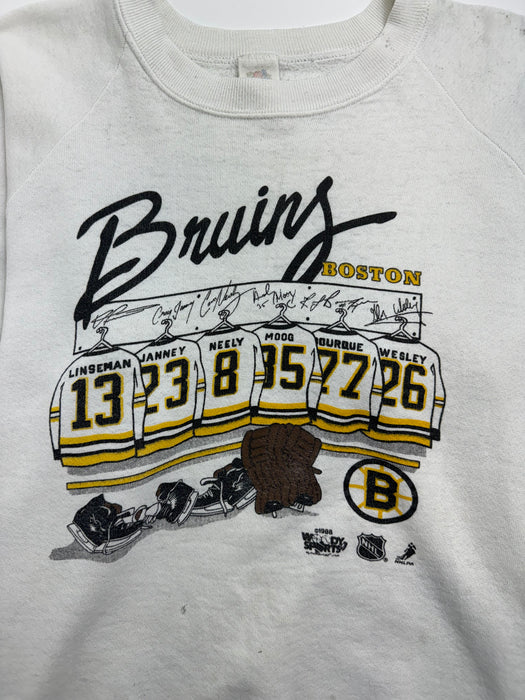 (M) Vintage '88 Boston Bruins Sweatshirt White | Vitnage Clothing Store Canada