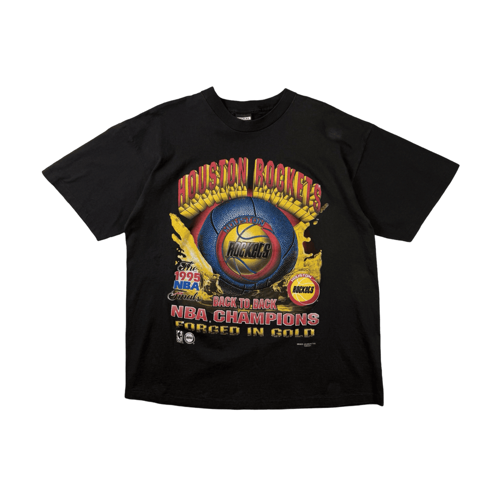 Vintage 1995 Houston Rockets Back to Back Champs Tee Black