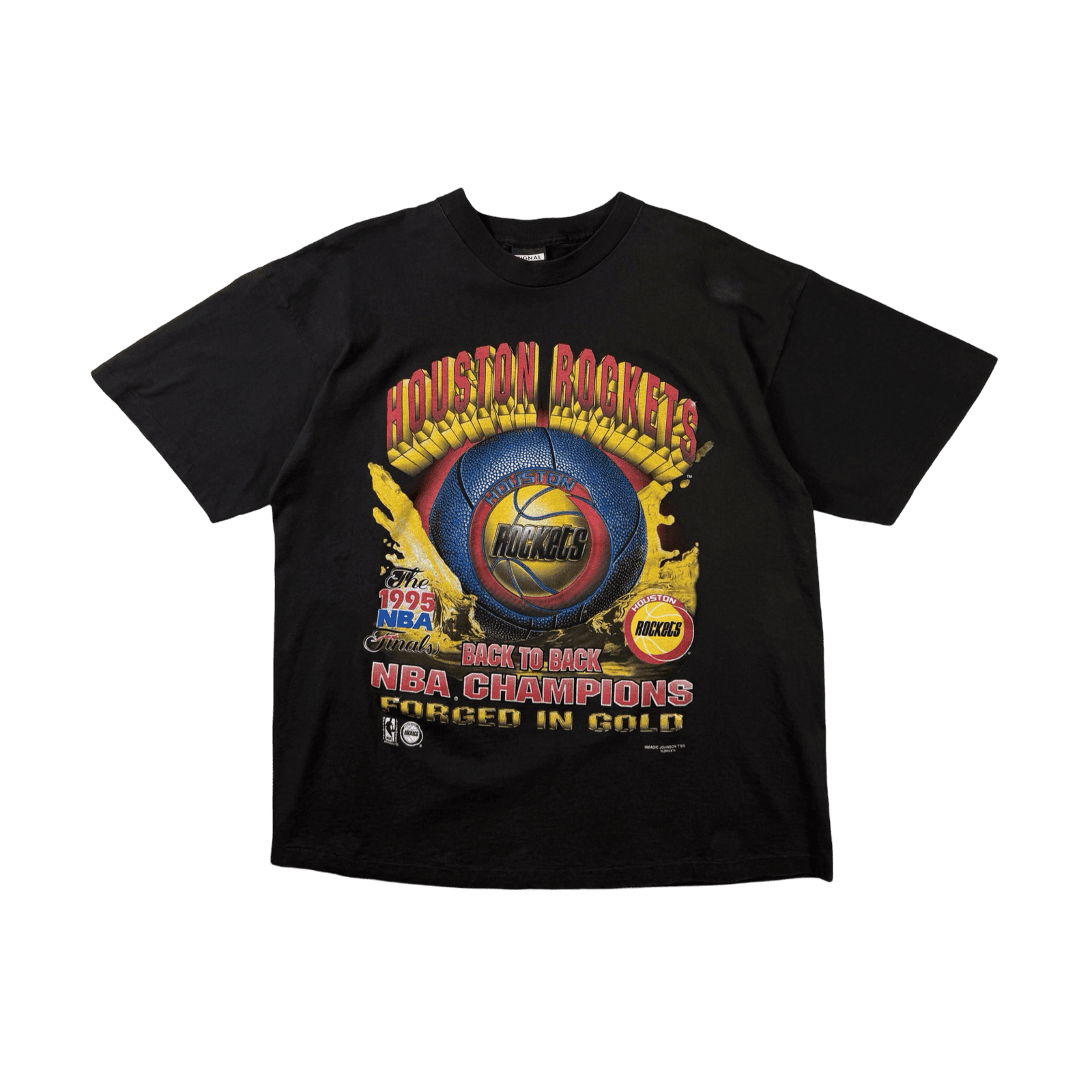 Vintage 1995 Houston Rockets Back to Back Champs Tee Black