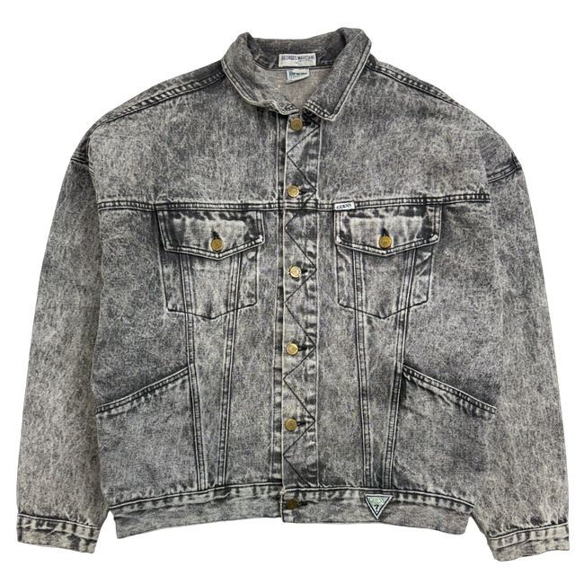 Vintage Guess Acid Washed Button Up Denim Jacket