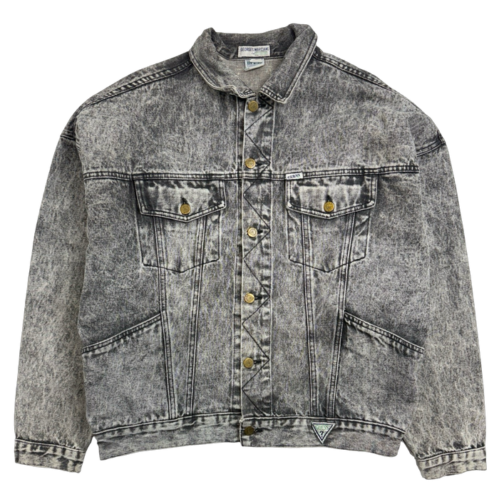Vintage Guess Acid Washed Button Up Denim Jacket | Vitnage Clothing Store Canada