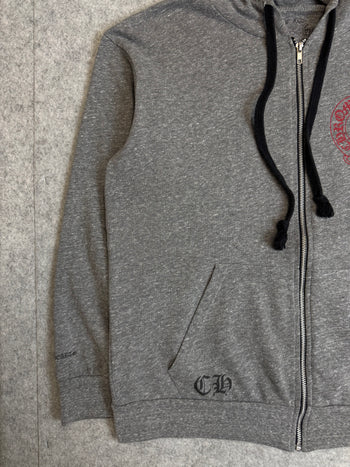 Chrome Hearts Red Horseshoe Multi Cross Zip Up Hoodie Grey