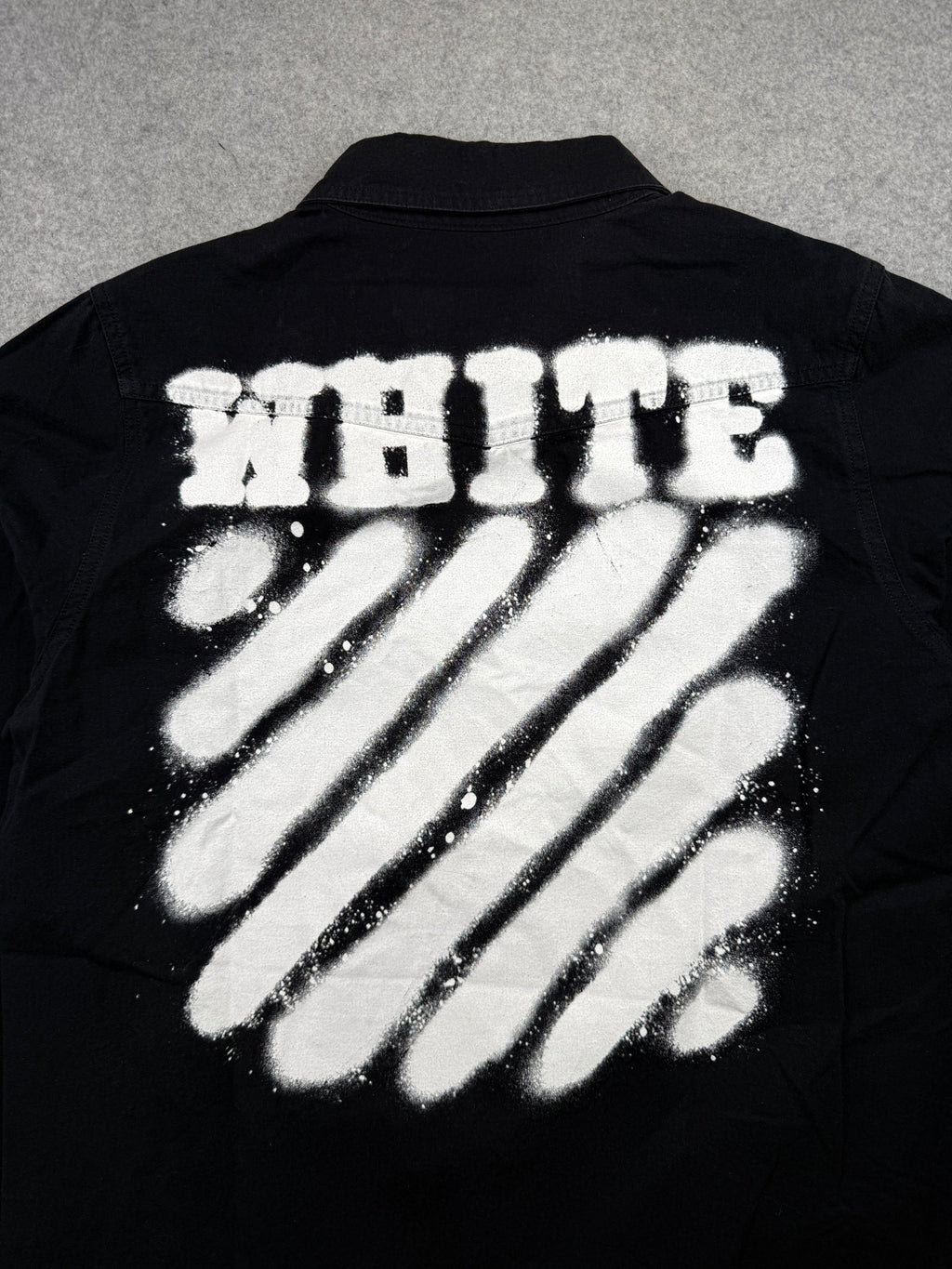 Off-White Spray Diagonal Button-Up Longsleeeve Shirt Black (USED)