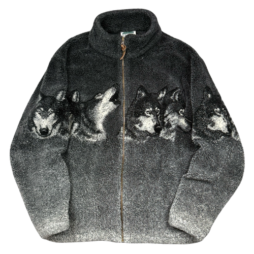 Vintage Northern Elements Wolf Fleece Jacket | Vintage Clothing Store Canada