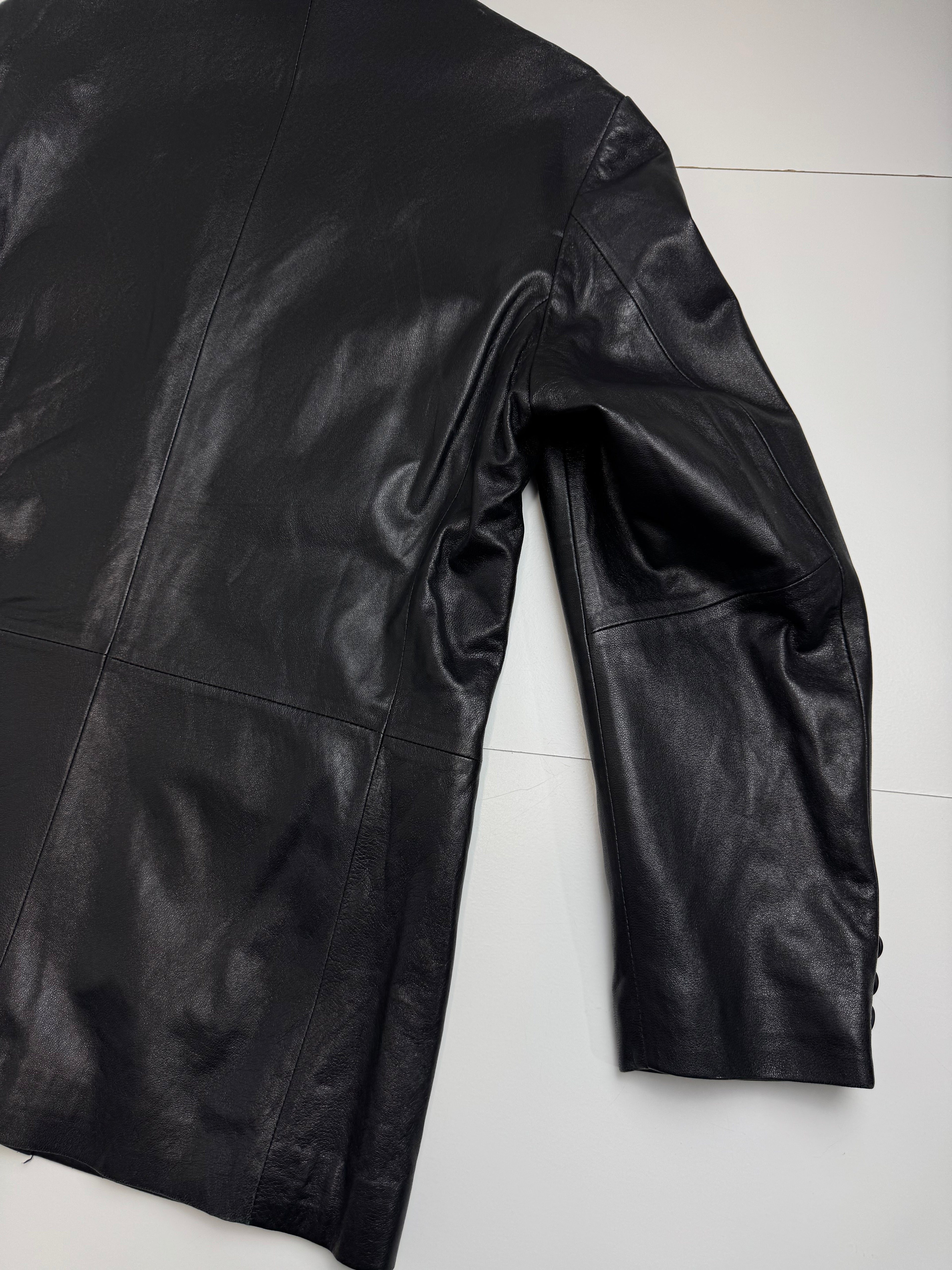 Vintage 90s Balenciaga Paris Blazer Leather Jacket Black