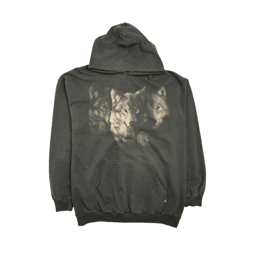 (L) Vintage 2000s Wolf Nature Hoodie Black | Vintage Clothing Store Canada