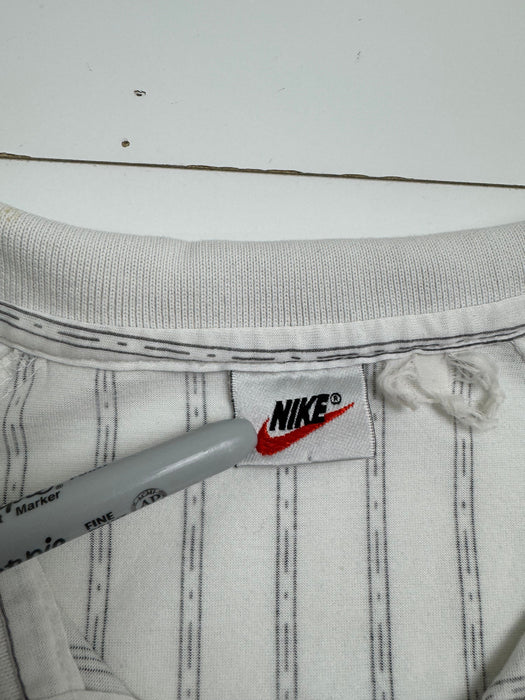 Vintage 90s Nike Golf Pinstripe Polo White | Vitnage Clothing Store Canada