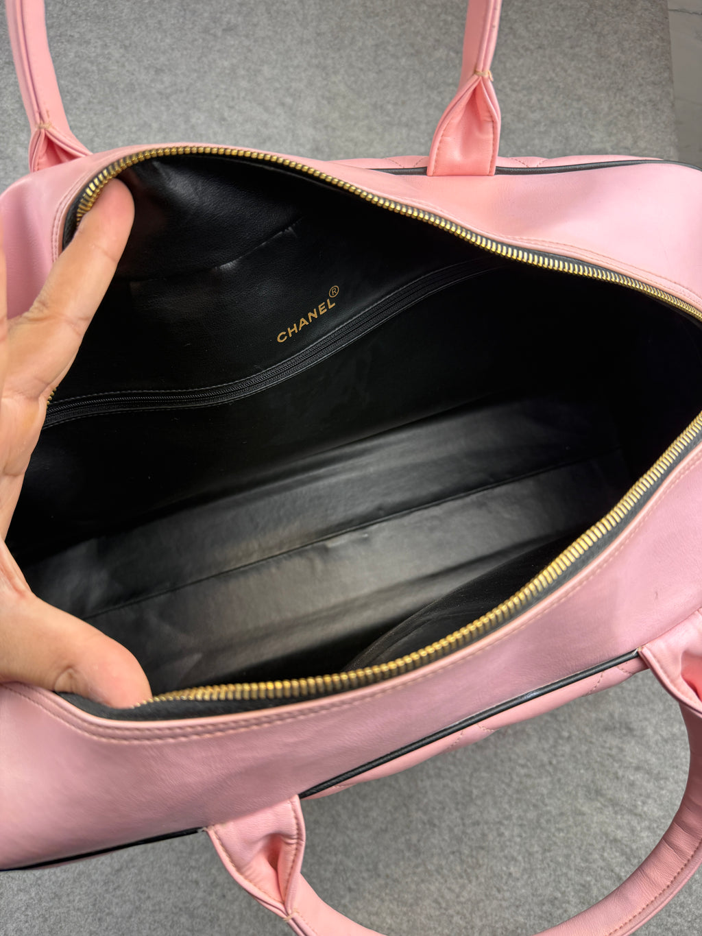 Chanel Quilted Leather Boston Bag Pink