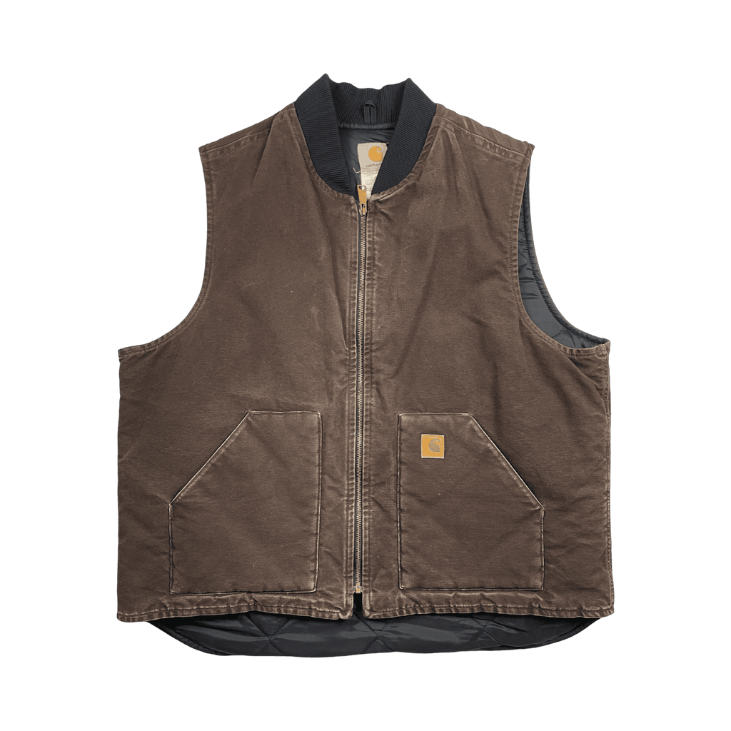 Vintage 2000s Carhartt Quilt Lined Vest Brown