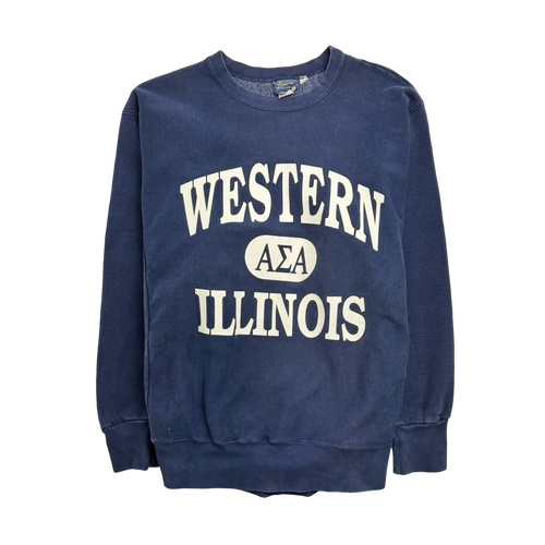 (XL) Vintage Western Illinois University Sweatshirt Navy | Vintage Clothing Store Canada