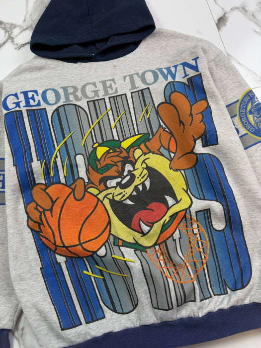 Vintage 90s Georgetown Hoyas Big Print Hoodie Grey/Navy | Vitnage Clothing Store Canada