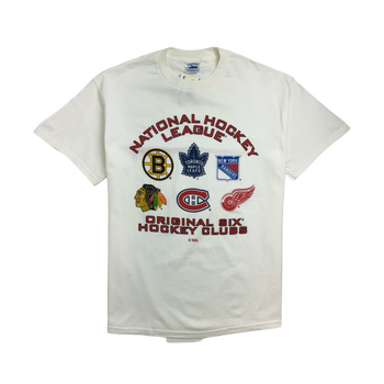 (L) Vintage NHL Original Six Hockey Club Tee White