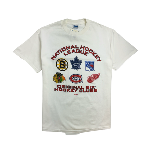 (L) Vintage NHL Original Six Hockey Club Tee White | Vintage Clothing Store Canada