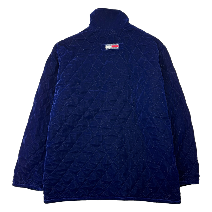 Vintage Tommy Hilfiger Quilted Velour Jacket Blue | Vitnage Clothing Store Canada