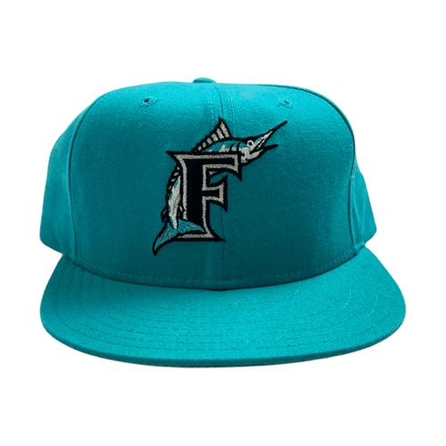 Vintage 90s MLB Florida Marlins Fitted Hat Turquoise | Vintage Clothing Store Canada