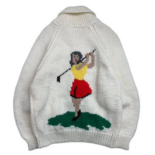 Vintage Golf Girl Knitted Zip Up Sweater | Vintage Clothing Store Canada