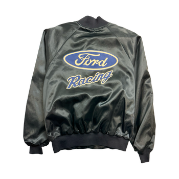 (L) Vintage Satin Varsity Ford Racing Jacket Aqua