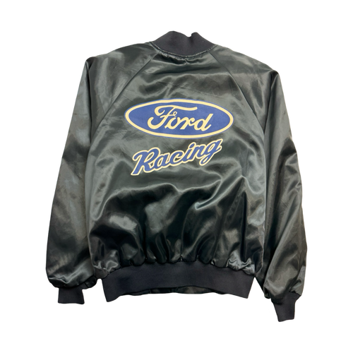 (L) Vintage Satin Varsity Ford Racing Jacket Aqua | Vintage Clothing Store Canada