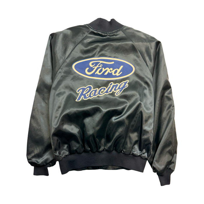 (L) Vintage Satin Varsity Ford Racing Jacket Aqua | Vitnage Clothing Store Canada