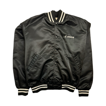 (M) Vintage Canon Satin Varsity Jacket Black