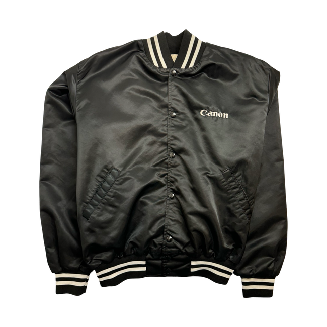 (M) Vintage Canon Satin Varsity Jacket Black