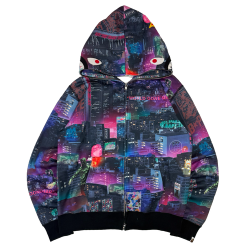 BAPE Neon Tokyo Full Zip Hoodie (USED) | Vintage Clothing Store Canada