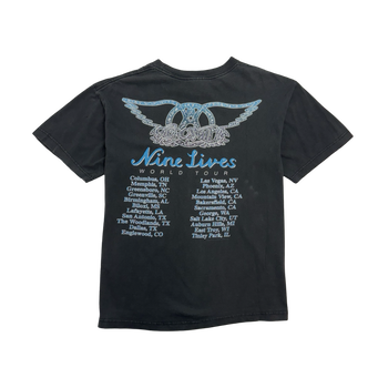 (L) Vintage '97 Aerosmith Nine Lives World Tour Tee Black