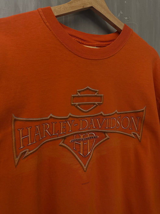 Vintage ‘05 Harley Davidson L/S Tee Orange | Vitnage Clothing Store Canada