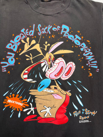 (S) Vintage '92 The Ren and Stimpy Show Cartoon Tee Black