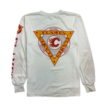 (S) Vintage 90s Calgary Flames L/S Tee White