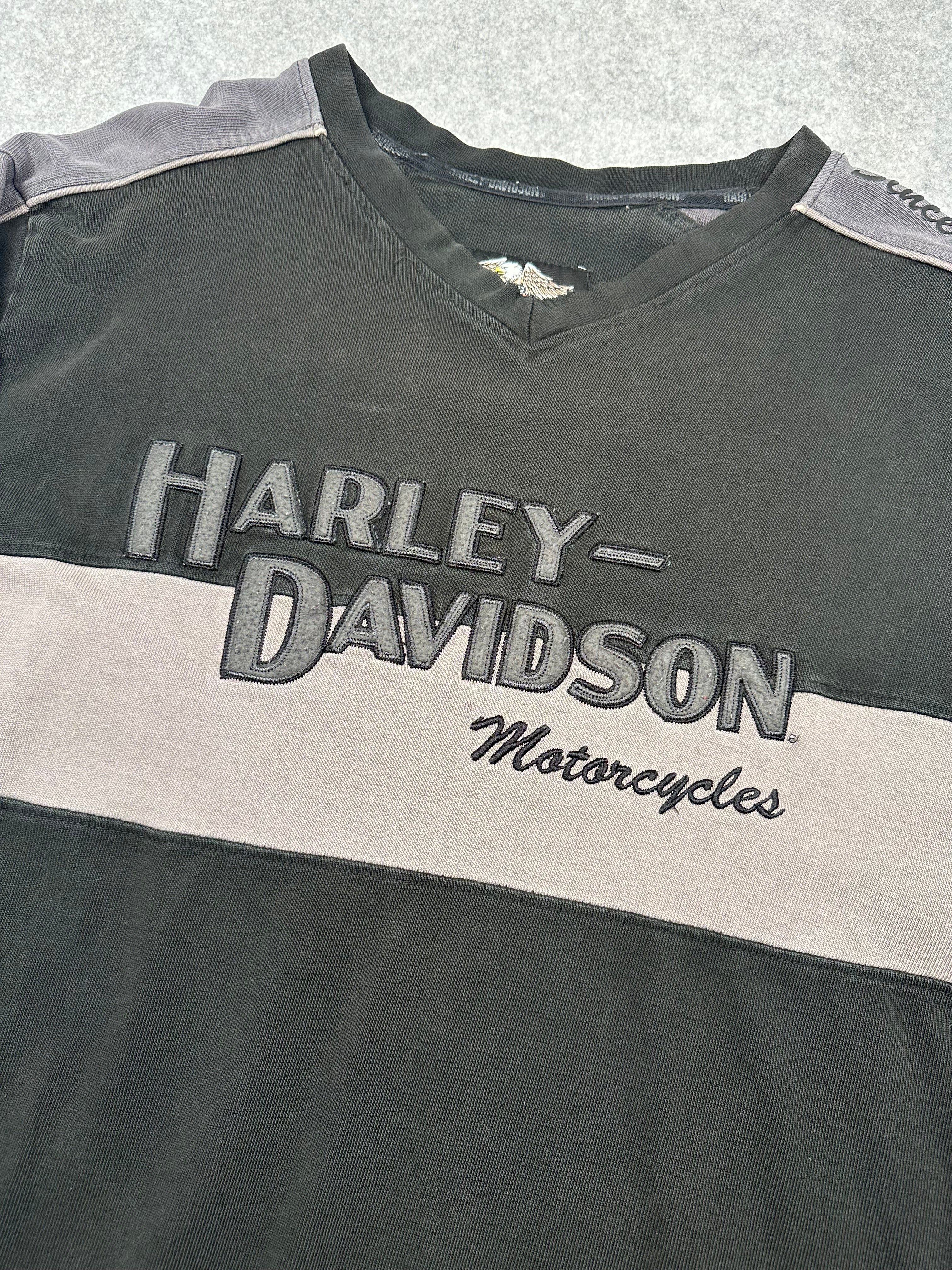 Vintage Harley Davidson Embroidered Spell Out Crewneck Black