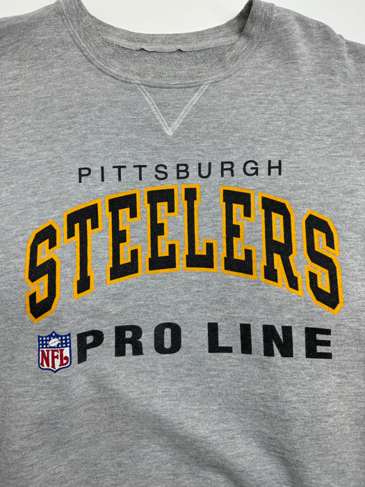 (XL) Vintage 90s Pittsburgh Steelers Sweatshirt Grey | Vitnage Clothing Store Canada