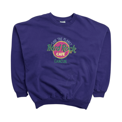 (M) Vintage Y2K Hard Rock Cafe Cancun Sweatshirt Purple | Vintage Clothing Store Canada