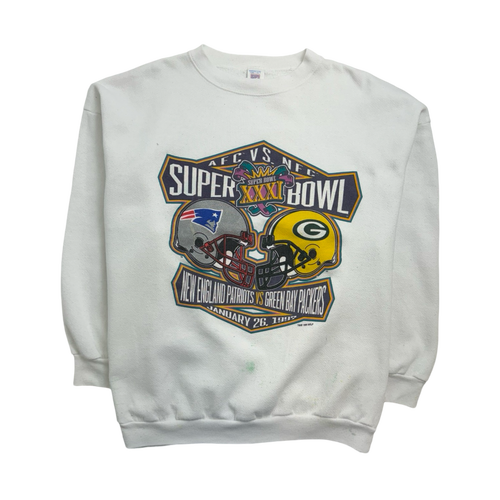 (XL) Vintage '96 Super Bowl XXXI Sweatshirt White | Vintage Clothing Store Canada